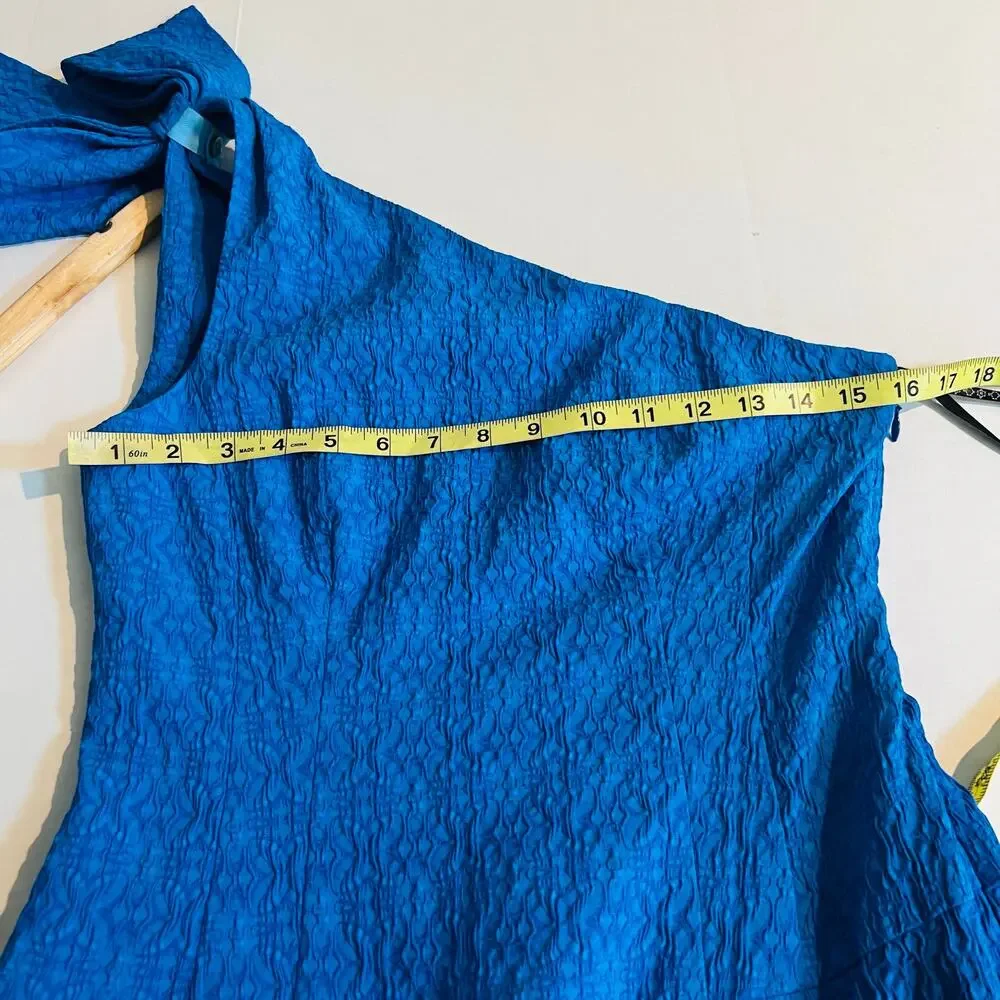 Nanette Lepore Blue Bow Detail One Shoulder A Line Dress Size 6 NWT